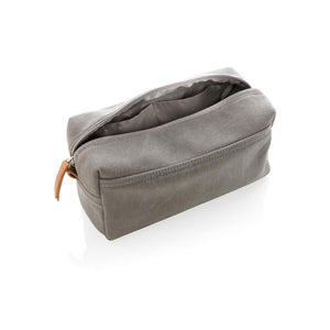 Promotivna platnena luksuzna kozmetička torbica bez PVC-a, sive boje, za tisak loga | Poslovni pokloni