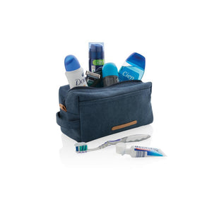 Promotivna platnena luksuzna kozmetička torbica bez PVC-a, plave boje | Poslovni pokloni