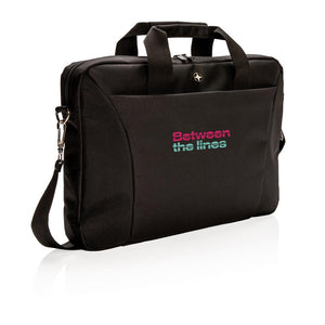 Promotivna torba za 15,4" laptop Swiss Peak crne boje sa tiskom logotipa | Poslovni pokloni | Promo pokloni