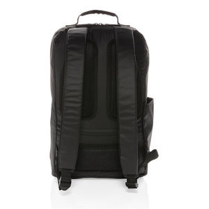 Crni moderni promotivni ruksak za 15,6" laptop bez PVC-a, zadnja strana | Poslovni pokloni
