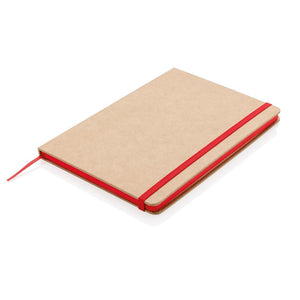 Reklamni eko notes A5 od kraft papira, crvene boje, za tisak loga | Poslovni pokloni