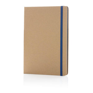 Promotivni eko notes A5 od kraft papira, plave boje, za tisak loga | Poslovni pokloni