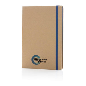Promotivni eko notes A5 od kraft papira, plave boje, s tiskom loga | Poslovni pokloni