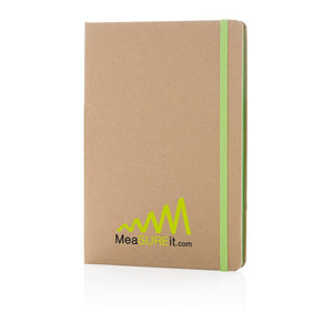 Promotivni eko notes A5 od kraft papira, zelene boje, s tiskom loga | Poslovni pokloni