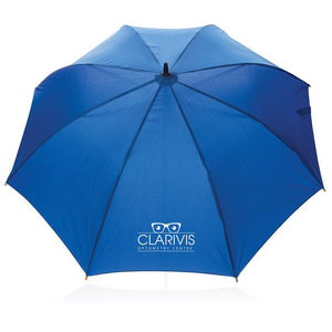 Promotivni automatski 23" kišobran od recikliranog PET materijala, royal plave boje, s tiskom loga | Poslovni pokloni