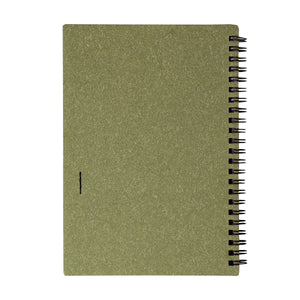 Eko promotivni A5 notes od recikliranog papira s eko kemijskom olovkom, zelene boje, zadnja strana | Poslovni pokloni